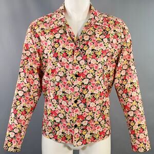 GOLDEN BEAR Size M Pink Yellow Floral Cotton Snaps Shirt Jacket